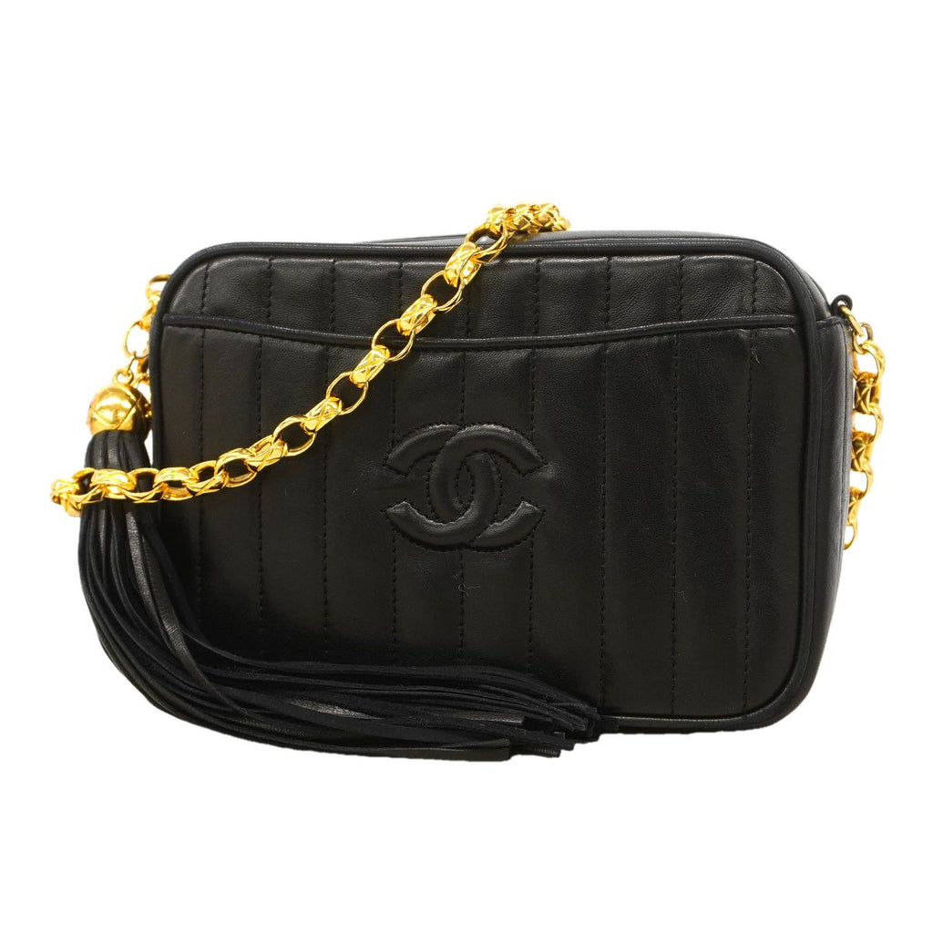 Chanel Shoulder Bag Mademoiselle Lambskin Black Gold