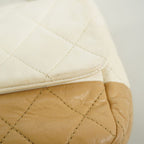 Chanel Shoulder Bag Quilted Calfskin White Brown Silver — view 6