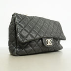 Chanel Shoulder Bag Maxi Quilted Leather Black Silver — view 2