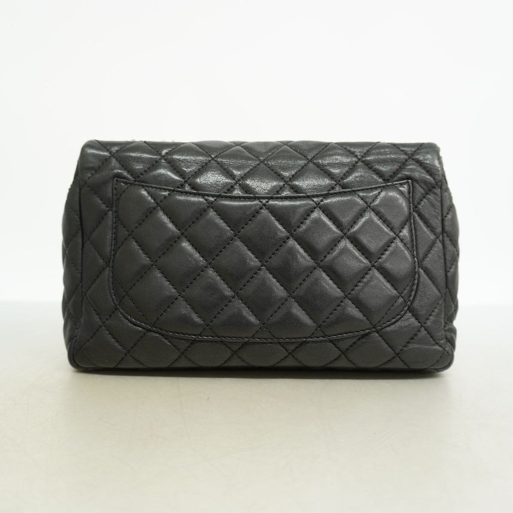 Chanel Shoulder Bag Maxi Quilted Leather Black Silver — view 8