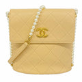 Chanel Shoulder Bag Quilted Lambskin Beige Gold