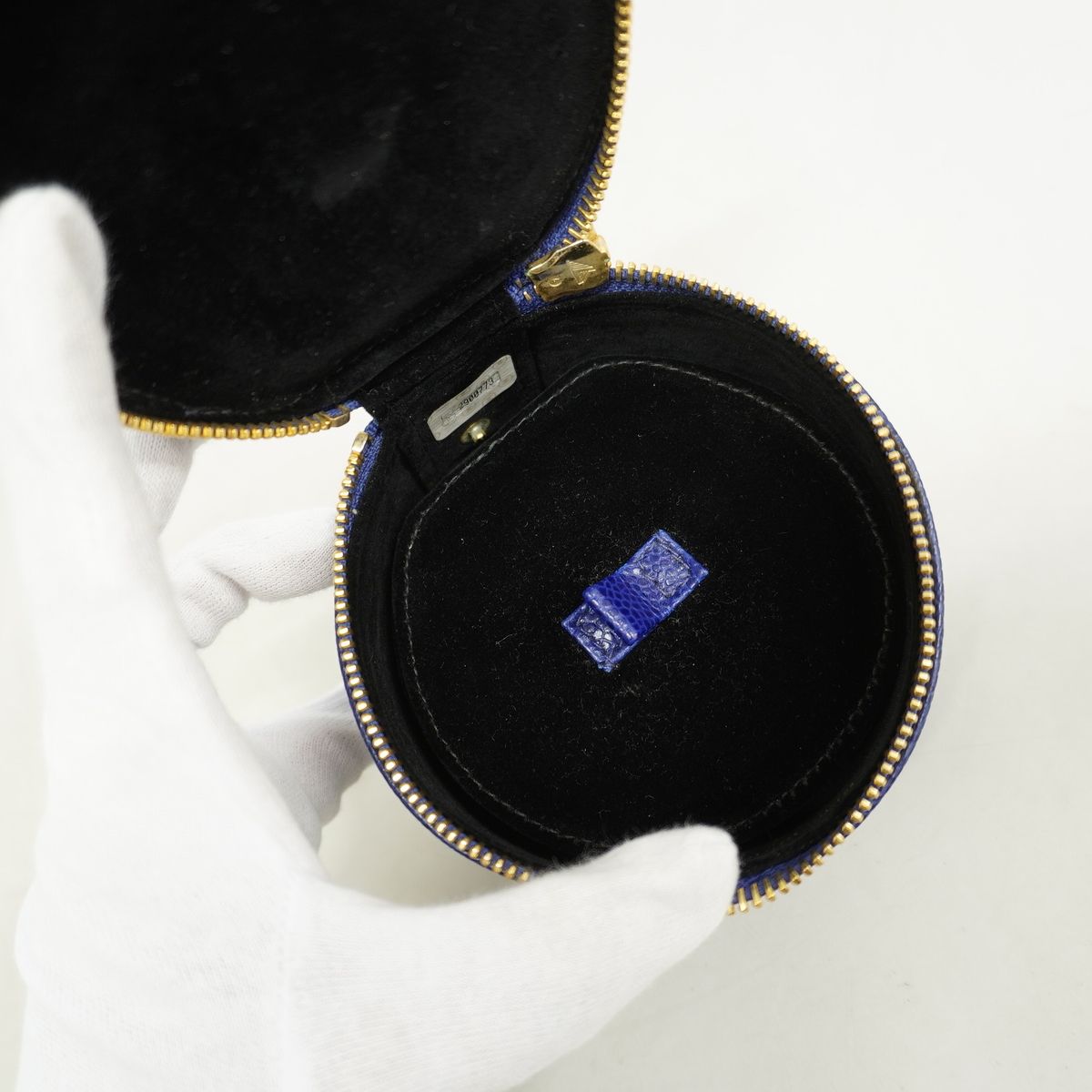 Chanel Case Caviar Leather Navy Gold Ring — view 4