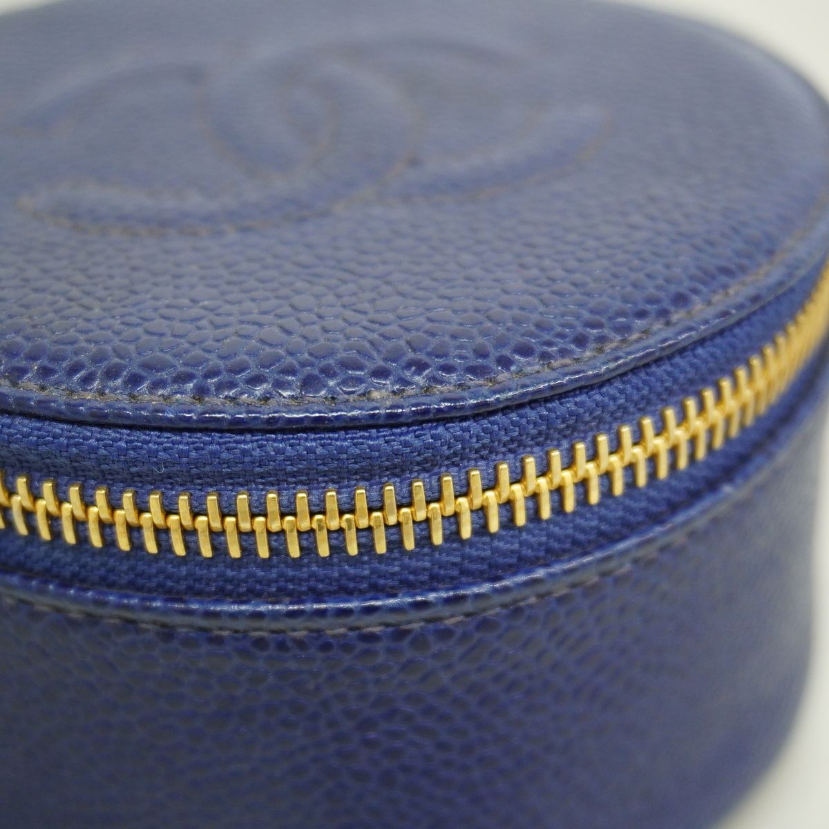 Chanel Case Caviar Leather Navy Gold Ring — view 7