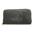 Chanel Wallet Caviar Leather Black Gold