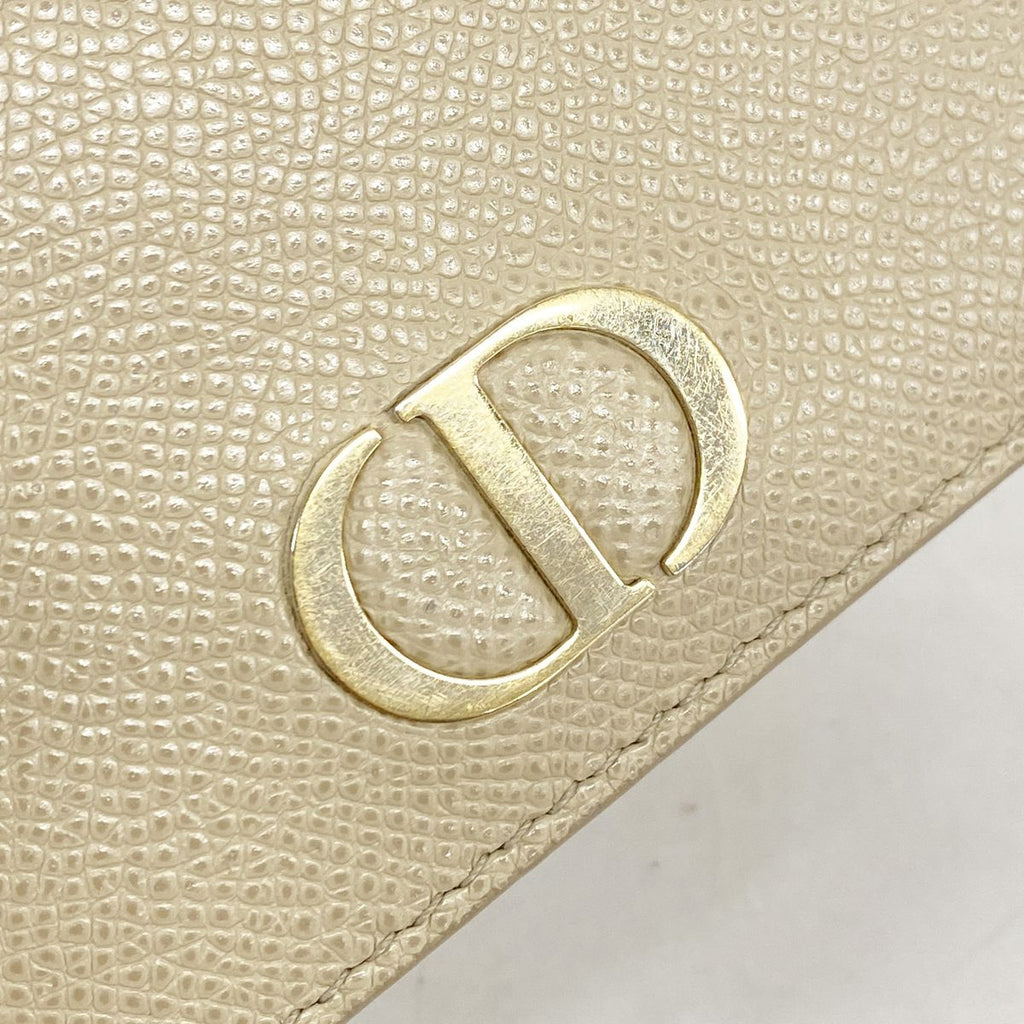 Dior Trifold Wallet Leather Beige Gold — view 8