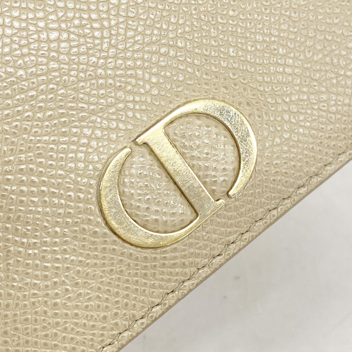 Dior Trifold Wallet Leather Beige Gold — view 8