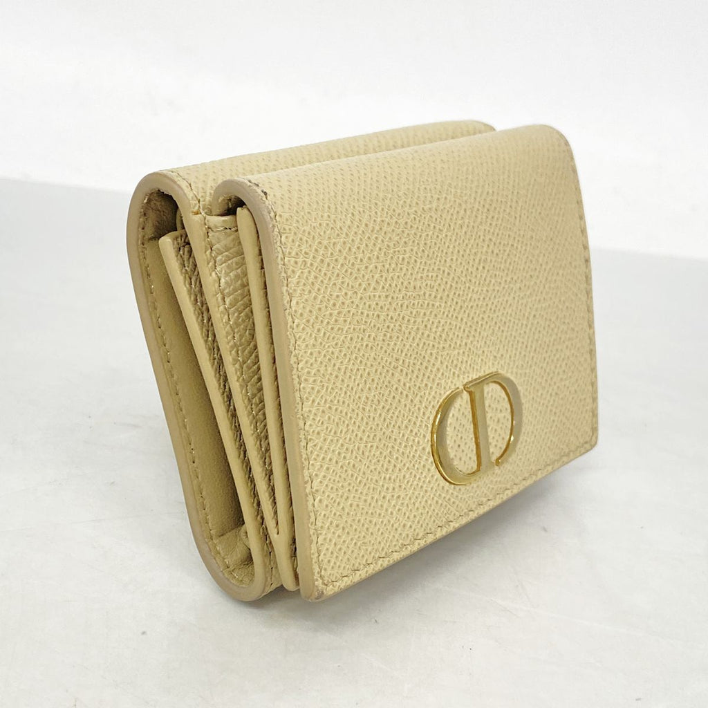 Dior Trifold Wallet Leather Beige Gold — view 2