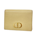 Dior Trifold Wallet Leather Beige Gold