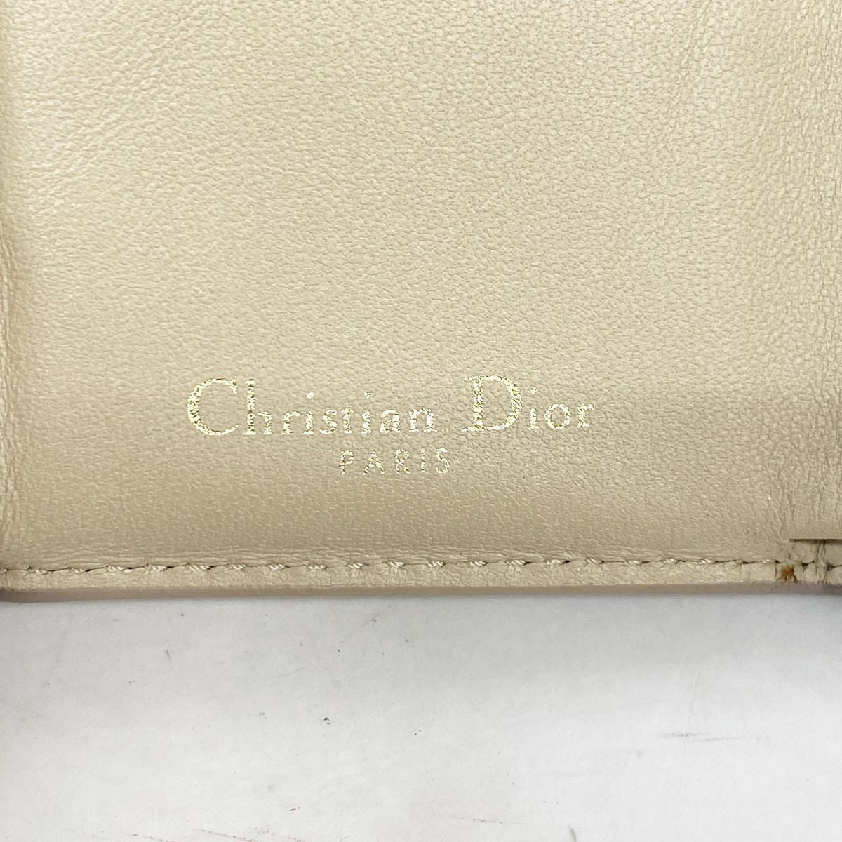Dior Trifold Wallet Leather Beige Gold — view 4