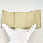 Dior Trifold Wallet Leather Beige Gold — view 3