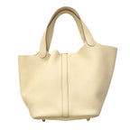 Hermes Handbag Picotin Lock MM Taurillon Clemence Craie Gold — view 8
