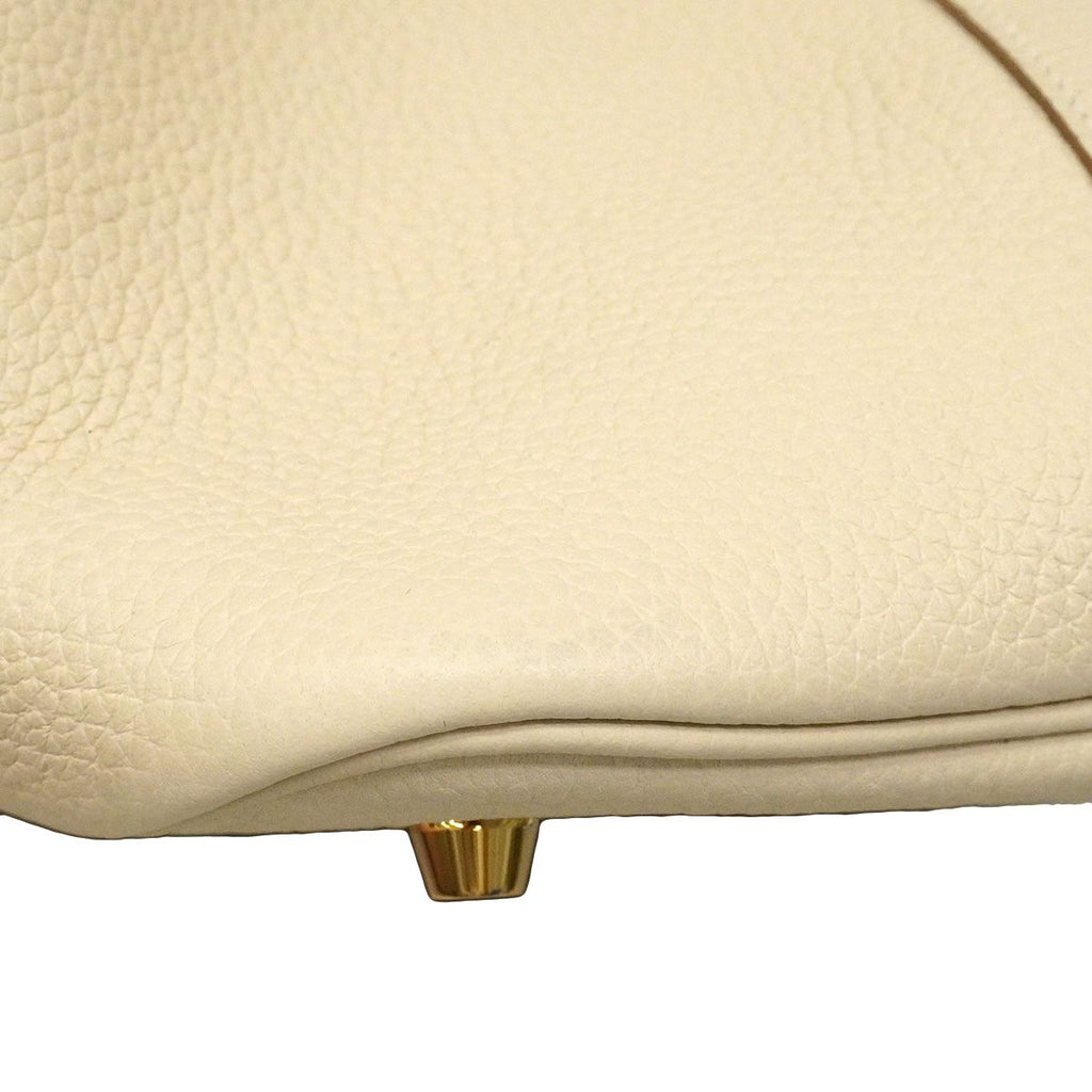 Hermes Handbag Picotin Lock MM Taurillon Clemence Craie Gold — view 7