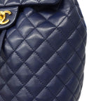 Chanel Backpack Quilted Lambskin Navy Gold — view 6