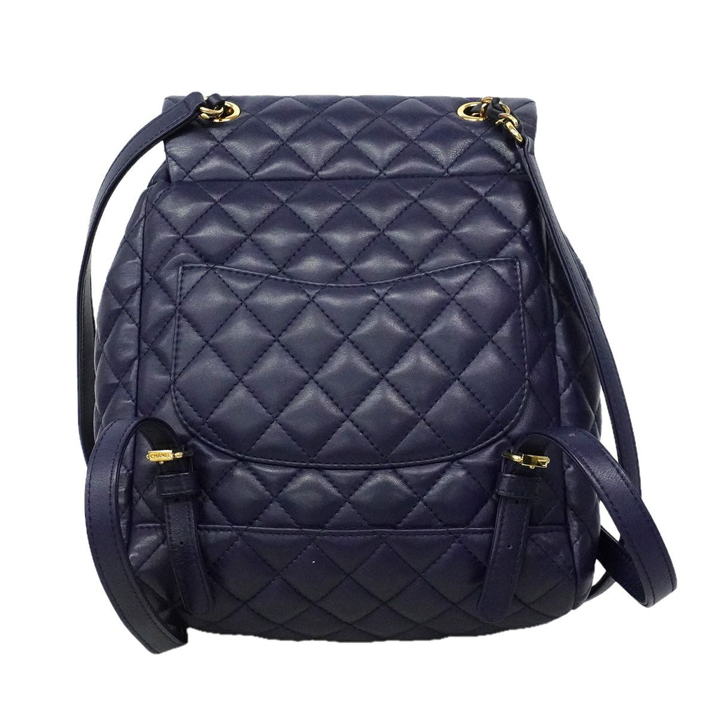 Chanel Backpack Quilted Lambskin Navy Gold — view 7