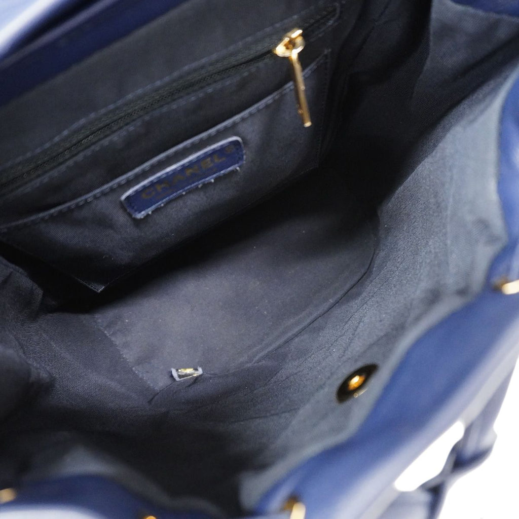 Chanel Backpack Quilted Lambskin Navy Gold — view 4