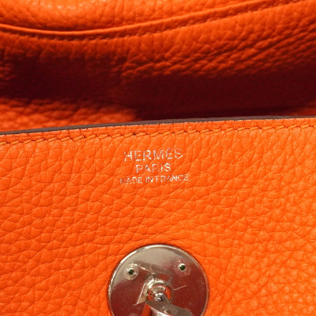 Hermes Handbag Lindy 30 Taurillon Clemence Orange Poppy Silver 2-Way Bag — view 5