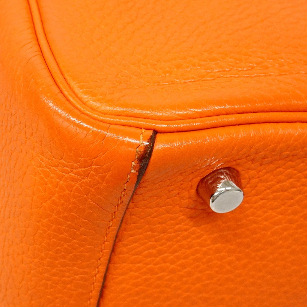 Hermes Handbag Lindy 30 Taurillon Clemence Orange Poppy Silver 2-Way Bag — view 6