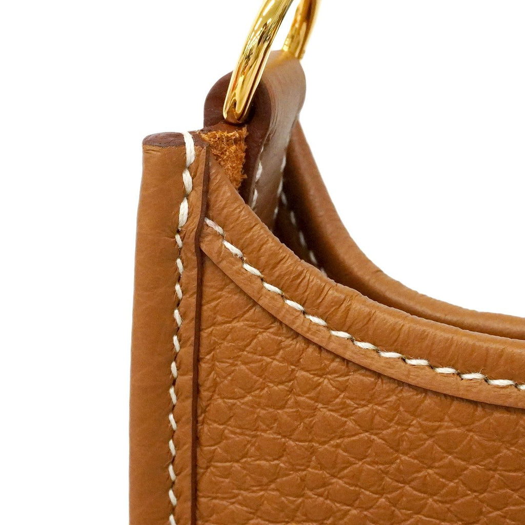 Hermes Shoulder Bag Evelyne TPM Taurillon Clemence Gold — view 6