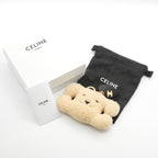 Celine Key Case Key Beige Brown Gold Triomphe Pom Charm Heart Dog Key Holder — view 8