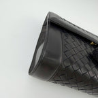 Bottega Veneta Intrecciato Knot Clutch Handbag Leather Black Gold Vintage — view 7