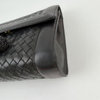 Bottega Veneta Intrecciato Knot Clutch Handbag Leather Black Gold Vintage — view 8