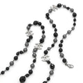 Chanel Pendant Choker Black Silver CC Logo Pearl Long Necklace