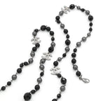 Chanel Pendant Choker Black Silver CC Logo Pearl Long Necklace