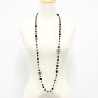 Chanel Pendant Choker Black Silver CC Logo Pearl Long Necklace — view 6