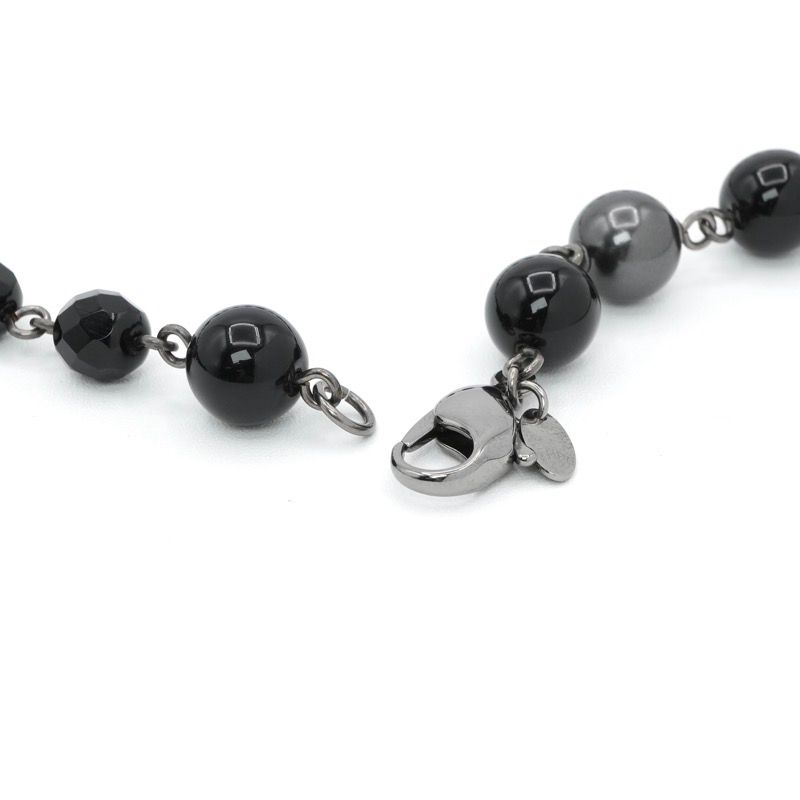 Chanel Pendant Choker Black Silver CC Logo Pearl Long Necklace — view 4