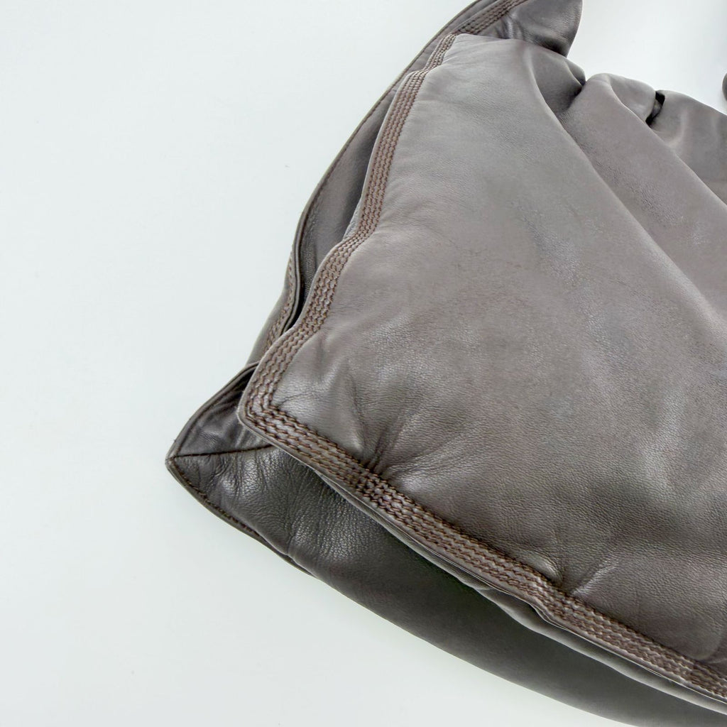 Loewe Anagram Knot Handle Shoulder Bag Leather Dark Brown Vintage — view 8