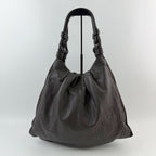 Loewe Anagram Knot Handle Shoulder Bag Leather Dark Brown Vintage — view 3