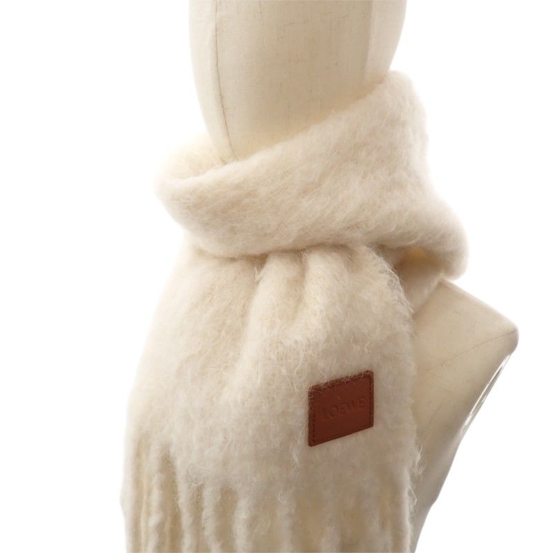 Loewe Anagram Fringe Scarf Wool Mohair Off White — view 5