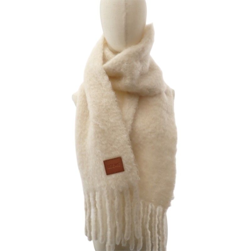 Loewe Anagram Fringe Scarf Wool Mohair Off White — view 4