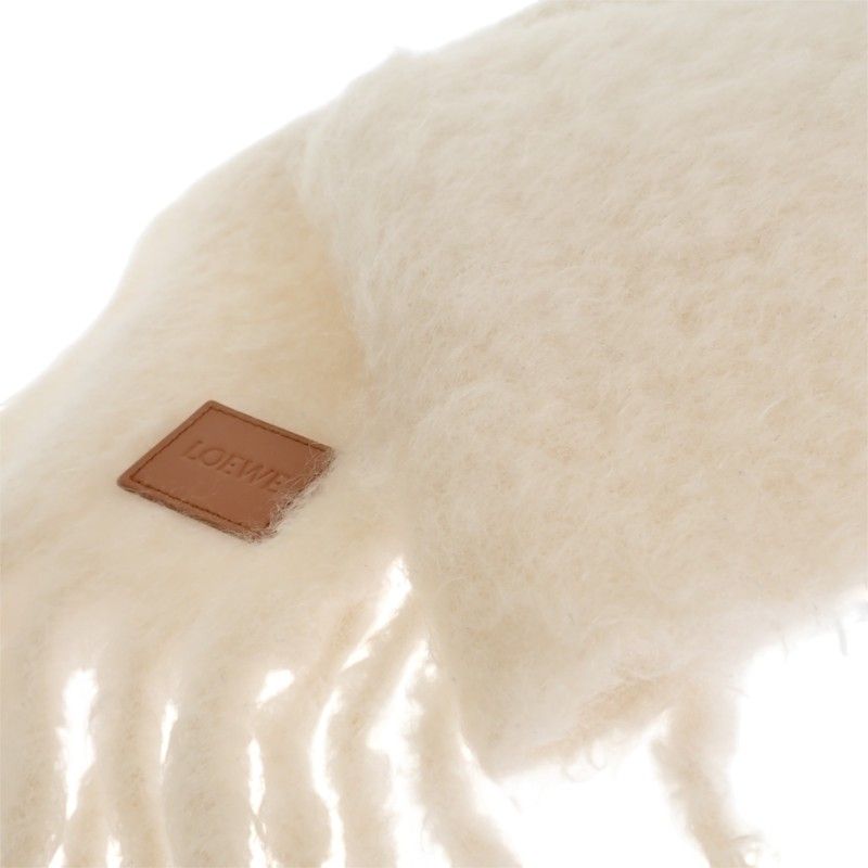Loewe Anagram Fringe Scarf Wool Mohair Off White — view 6