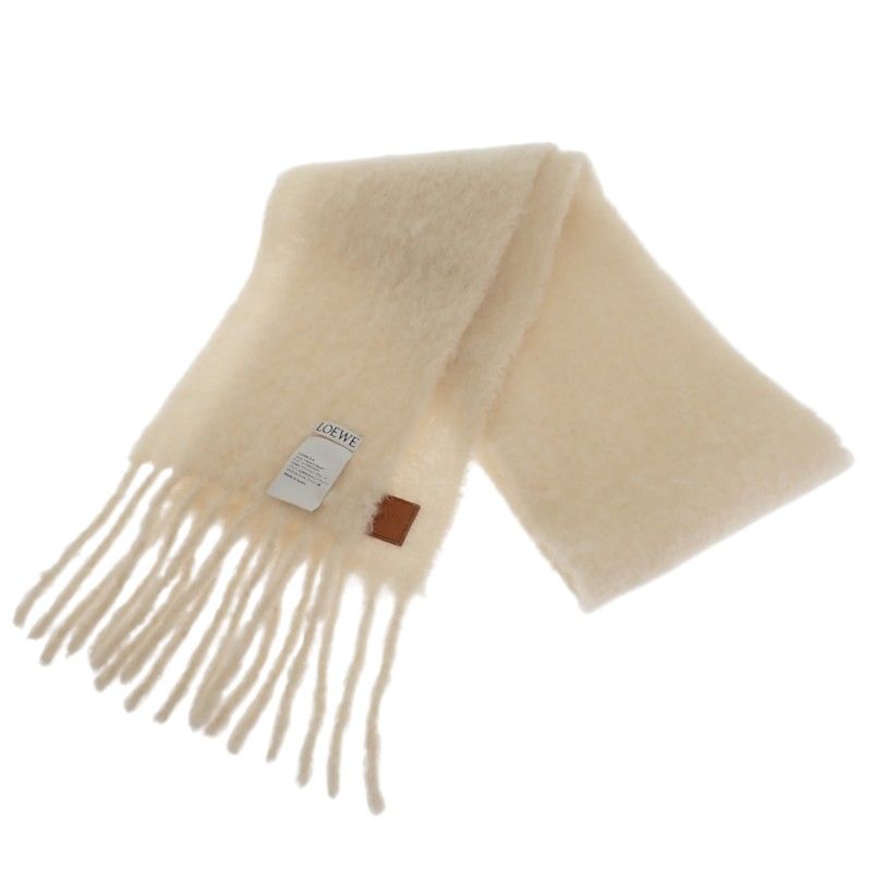 Loewe Anagram Fringe Scarf Wool Mohair Off White — view 3