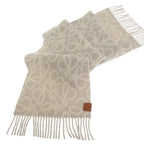Loewe Anagram Scarf Fringe Wool Alpaca Gray White — view 2