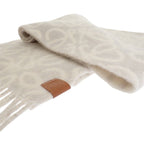 Loewe Anagram Scarf Fringe Wool Alpaca Gray White — view 4
