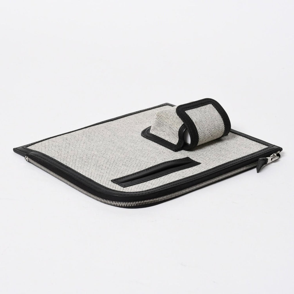 Hermes Cargo Pocket Zip Pouch Toile H Veau Black Ecru Silver — view 8
