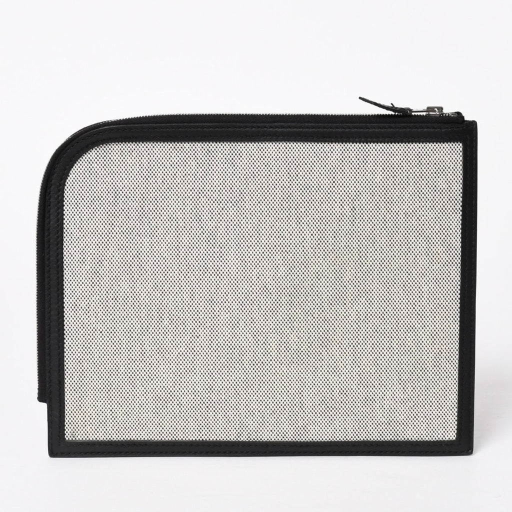 Hermes Cargo Pocket Zip Pouch Toile H Veau Black Ecru Silver — view 3