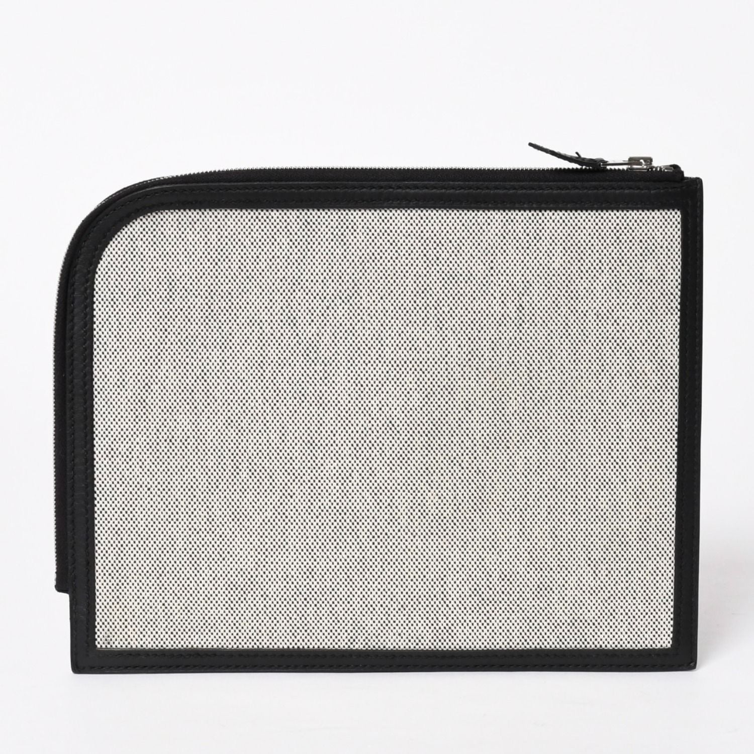 Hermes Cargo Pocket Zip Pouch Toile H Veau Black Ecru Silver — view 3