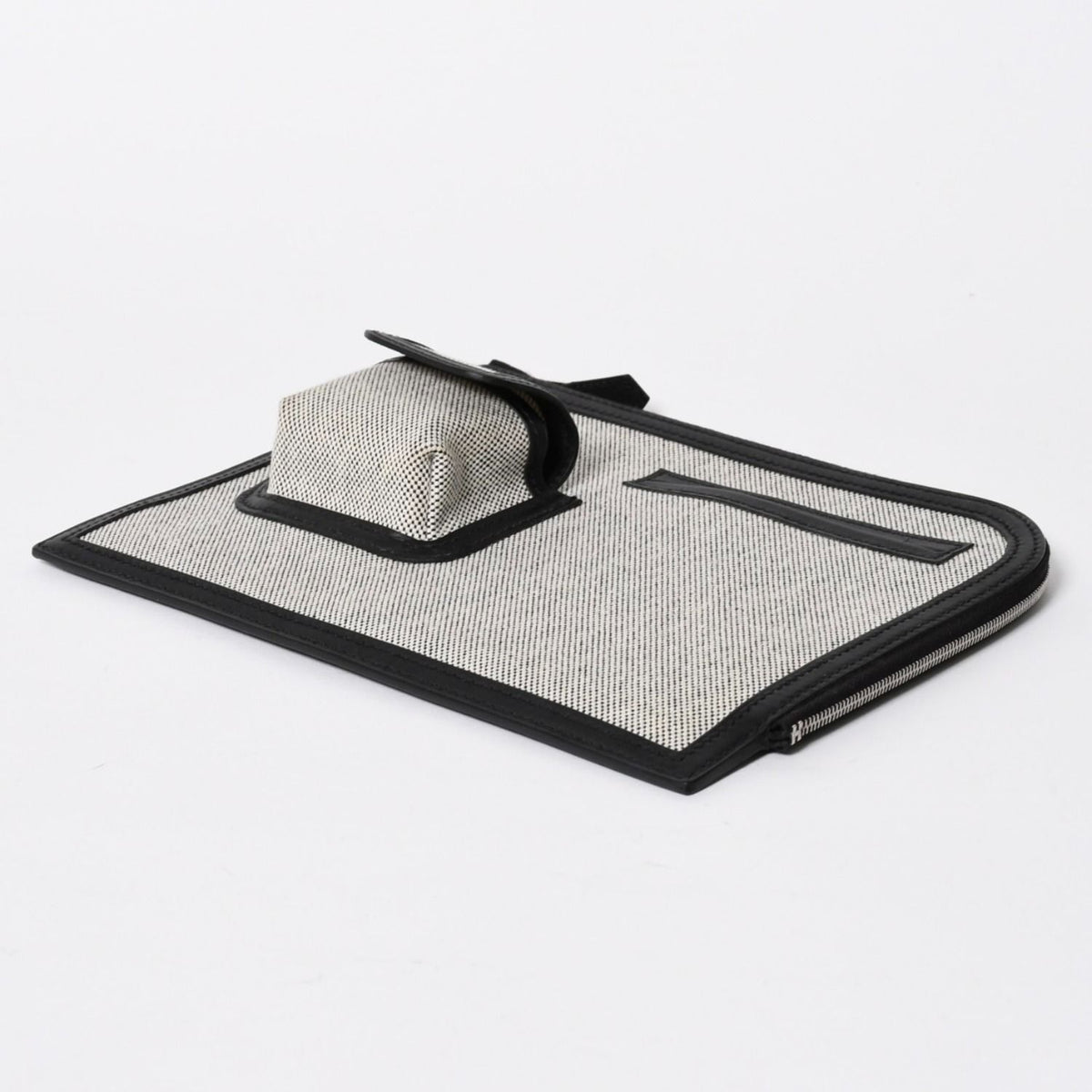 Hermes Cargo Pocket Zip Pouch Toile H Veau Black Ecru Silver — view 6