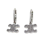 Celine Triomphe Rhinestone Earrings Rhodium Finish — view 4