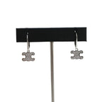 Celine Triomphe Rhinestone Earrings Rhodium Finish