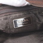 Prada Triangle Logo Leather Tweed Tote — view 8