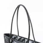 Prada Triangle Logo Leather Tote Shoulder Hand Black — view 2