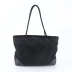 Prada Tessuto Nylon Triangle Logo Leather Tote Shoulder Black — view 3