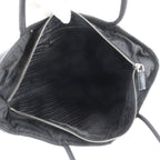 Prada Tessuto Nylon Triangle Logo Leather Tote Shoulder Black — view 7