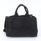 Prada Canapa 2-Way Handbag Crossbody Tote Shoulder Leather Black — view 3