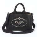 Prada Canapa 2-Way Handbag Crossbody Tote Shoulder Leather Black