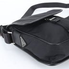 Prada Tessuto Nylon Saffiano Leather Shoulder Bag Crossbody Messenger Black — view 6
